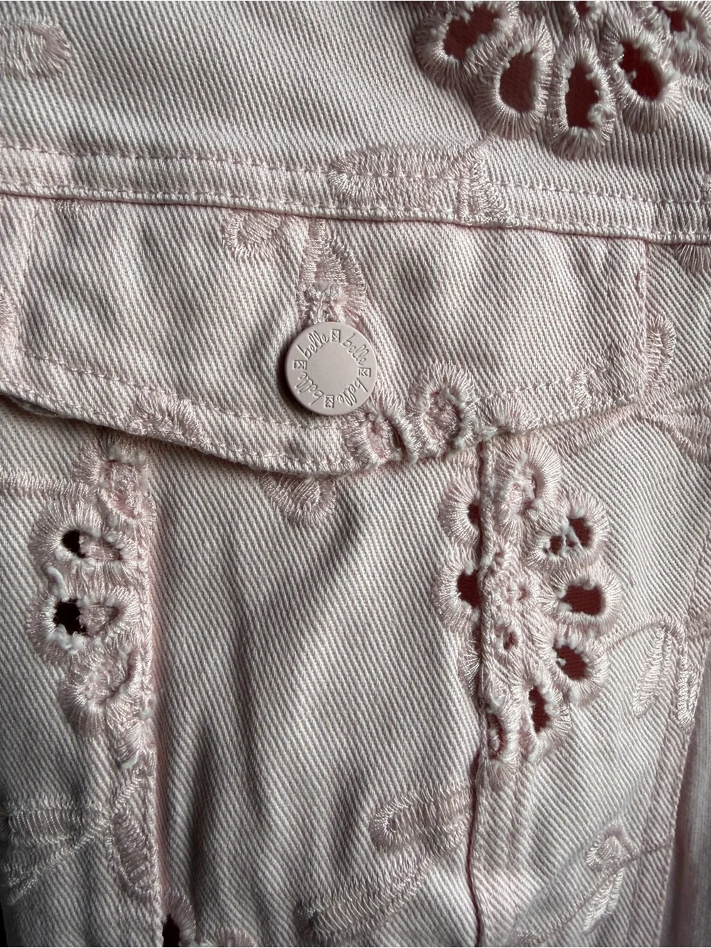 QVC Belle by Kim Gravel Pink Eyelet Mixed Media Twill Jacket Stretch Boho 2X